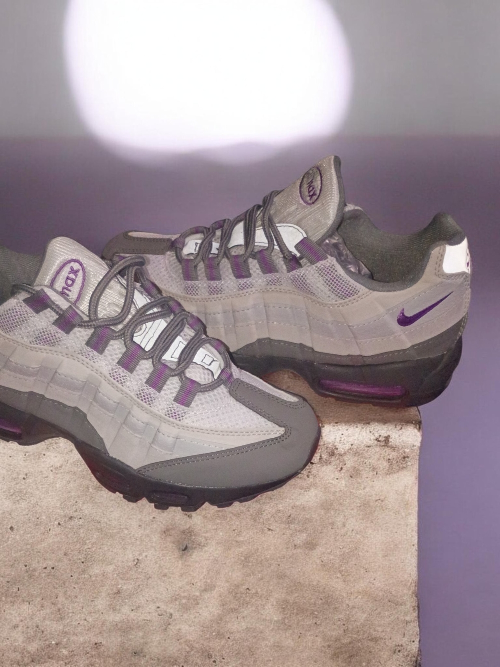 Nike Gray and Purple Air Max 95 Sneakers